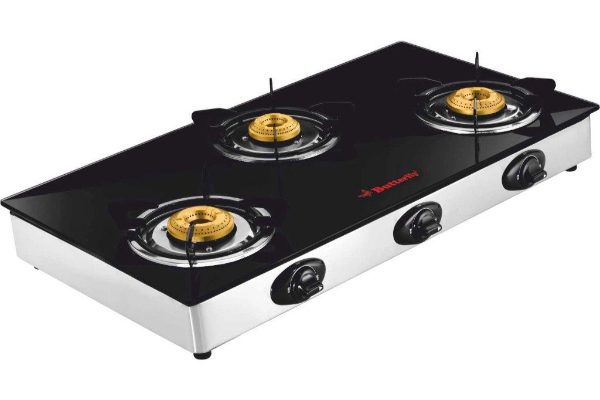 Butterfly Glass Top 3 Burner 2 Years Warranty